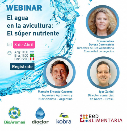 BioAromas realiza el webinar: “El agua en la avicultura: el súper nutriente”